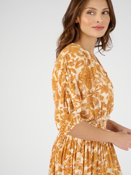 Robe longue à smocks - damart - Kiabi
