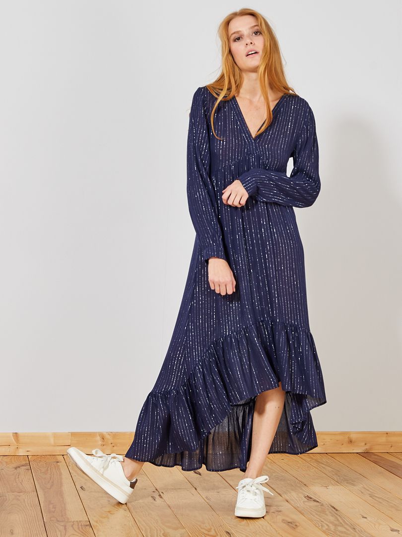 Robe Tommy Hilfiger A-Line blanc rayé bleu marine