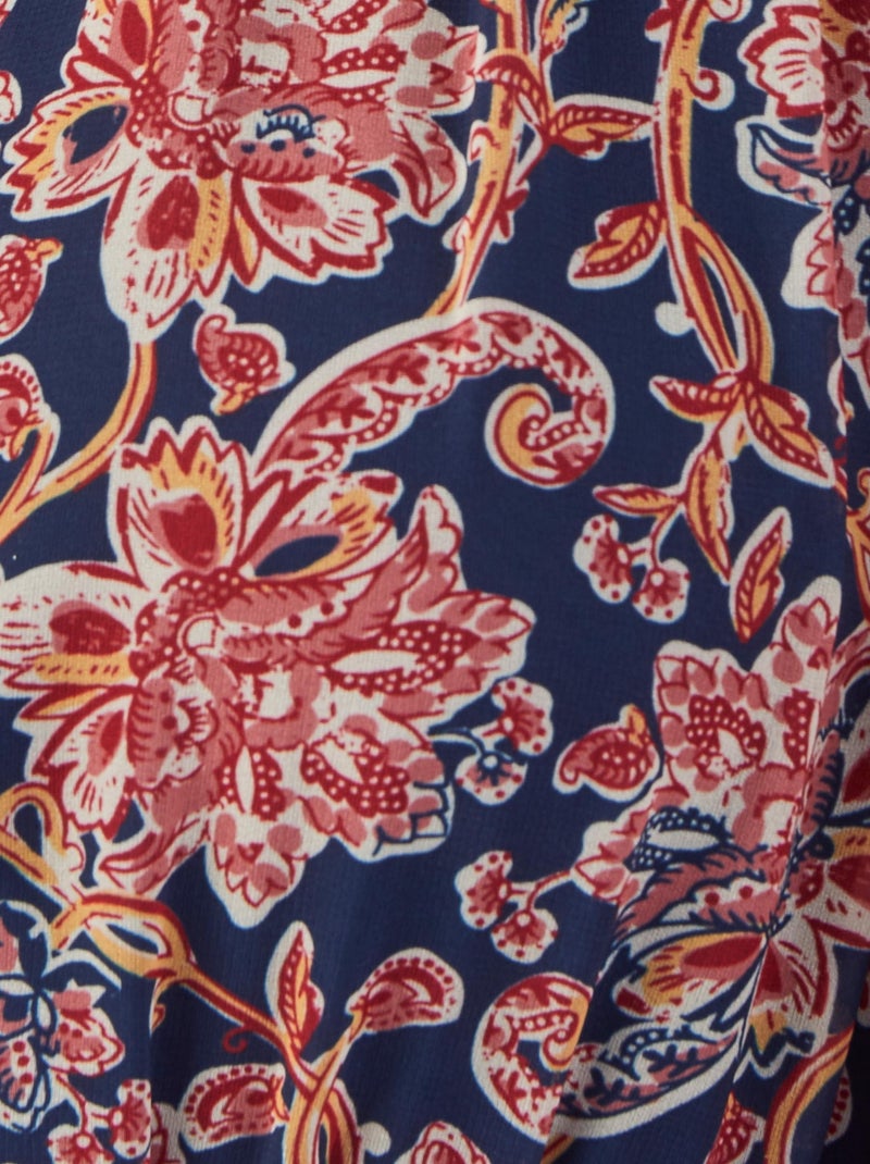 Robe longue à volants, en voile de polyester recyclé - Damart Bleu marine - Kiabi