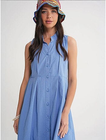 Robe longue à volants et col boutonné mixray