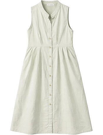 Robe longue à volants et col boutonné mixray