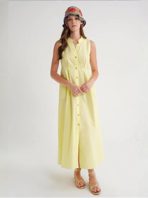 Robe longue à volants et col boutonné mixray - Kiabi