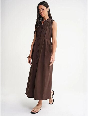 Robe longue à volants et col boutonné mixray