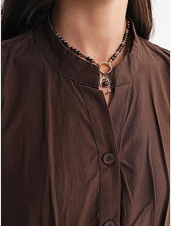 Robe longue à volants et col boutonné mixray