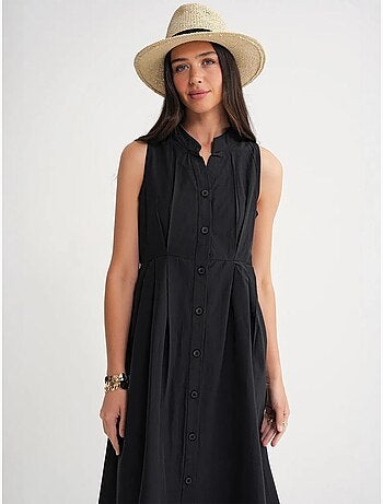 Robe longue à volants et col boutonné mixray
