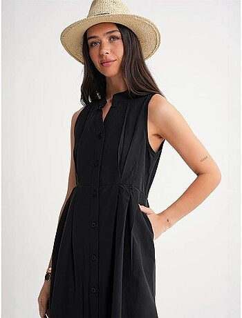 Robe longue à volants et col boutonné mixray
