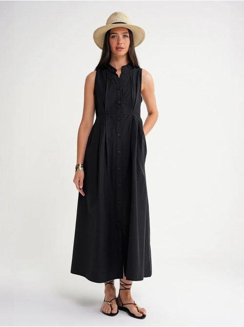 Robe longue à volants et col boutonné mixray - Kiabi