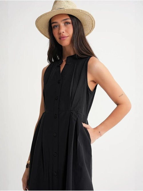Robe longue à volants et col boutonné mixray - Kiabi