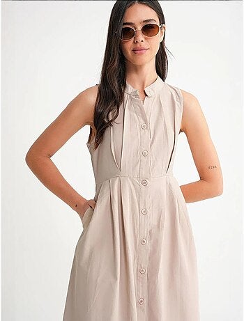 Robe longue à volants et col boutonné mixray