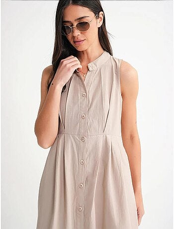 Robe longue à volants et col boutonné mixray