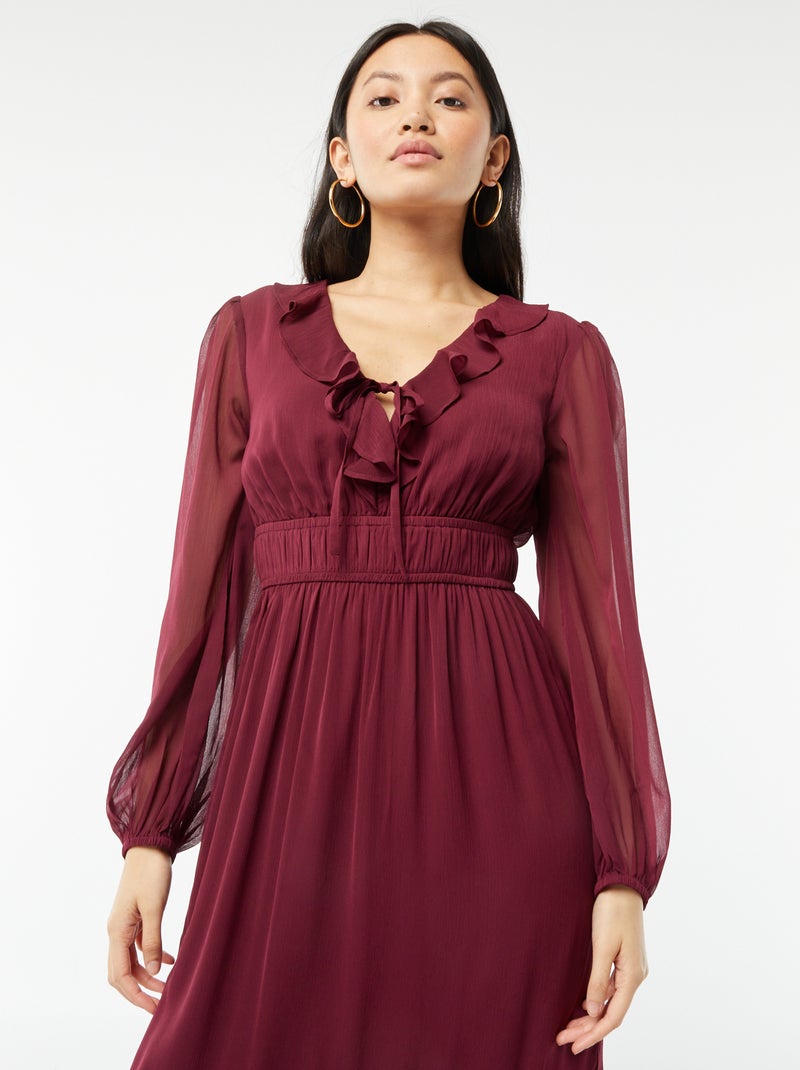 Robe longue à volants Rouge - Kiabi