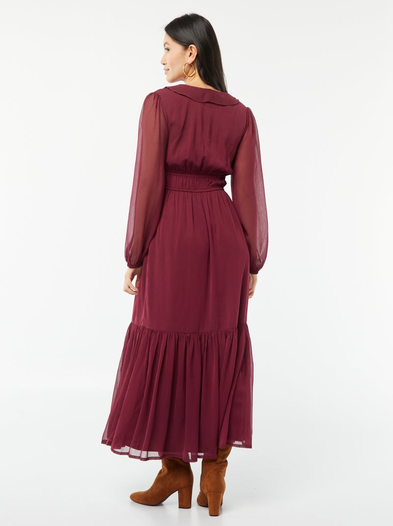 Robe longue à volants Rouge - Kiabi