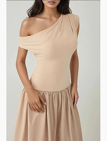 Robe longue ajustée à col asymétrique hiccup