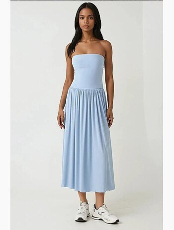 Robe longue ajustée sans bretelles en jersey hiccup