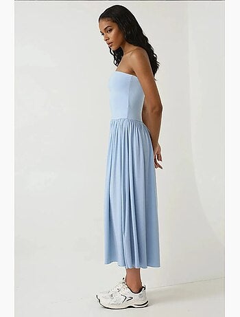 Robe longue ajustée sans bretelles en jersey hiccup