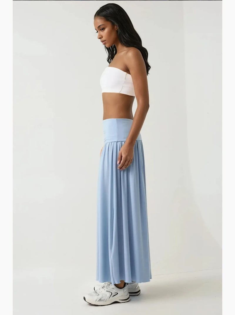 Robe longue ajustée sans bretelles en jersey hiccup Bleu ciel - Kiabi