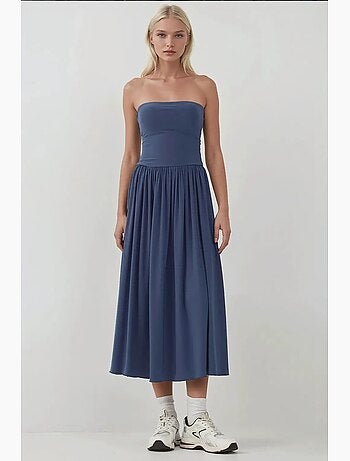 Robe longue ajustée sans bretelles en jersey hiccup