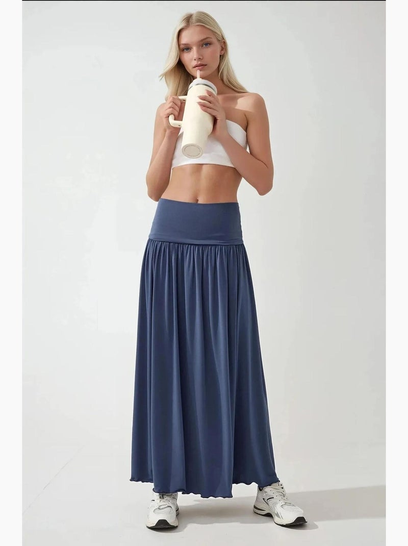 Robe longue ajustée sans bretelles en jersey hiccup Bleu lagon - Kiabi