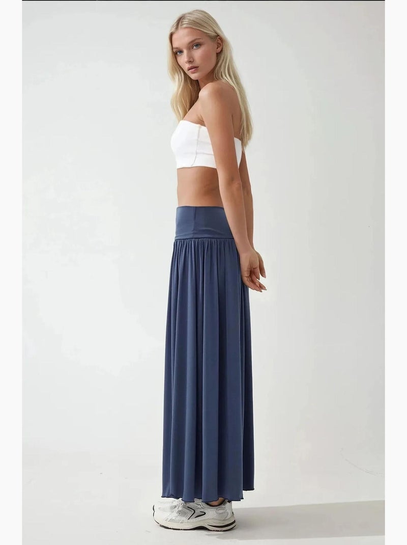 Robe longue ajustée sans bretelles en jersey hiccup Bleu lagon - Kiabi