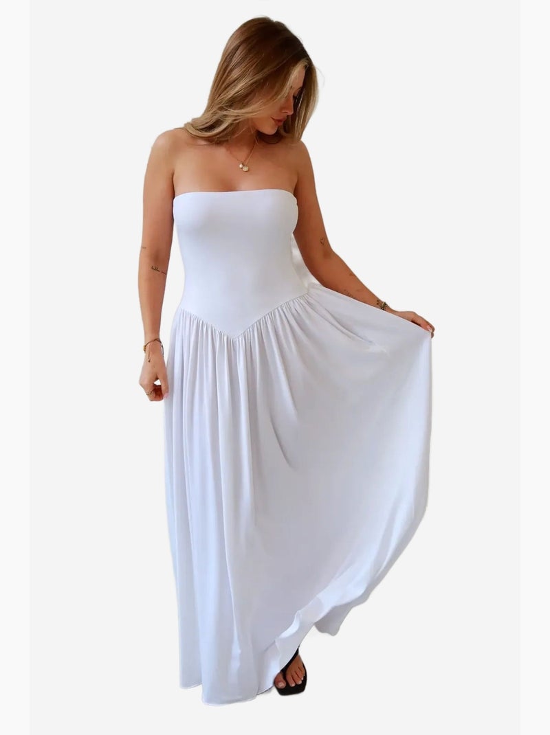 Robe longue ajustée sans bretelles hiccup Blanc - Kiabi