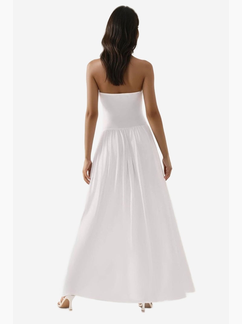 Robe longue ajustée sans bretelles hiccup Blanc - Kiabi