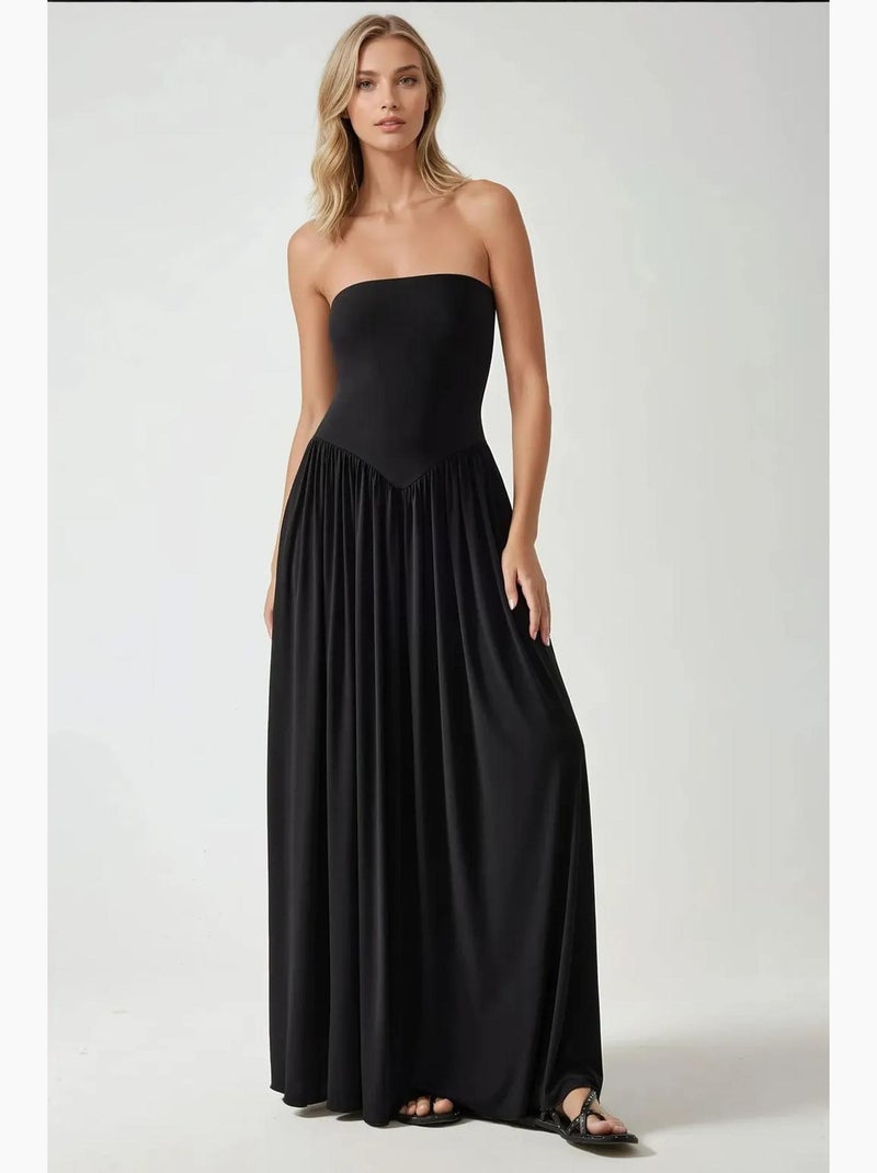 Robe longue ajustée sans bretelles hiccup Noir - Kiabi