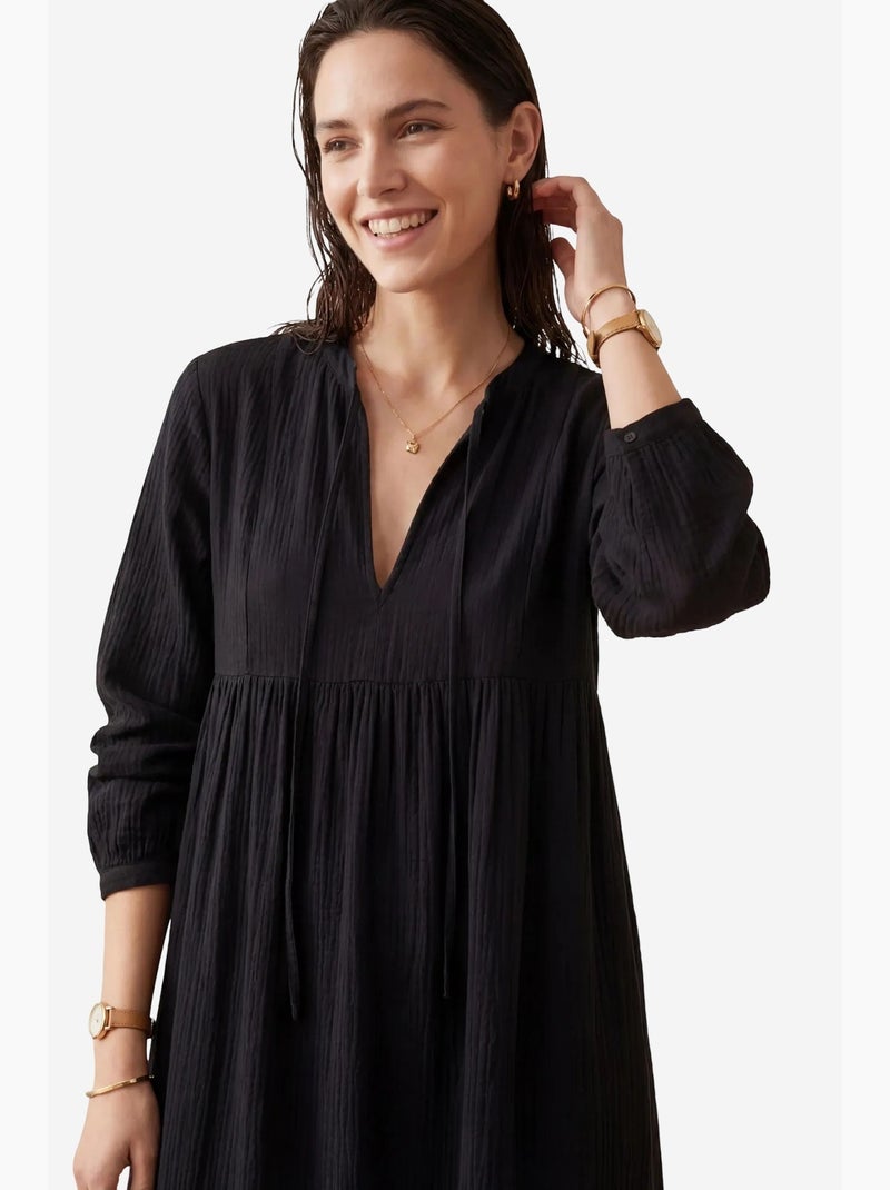 Robe longue ample à détail noué my fashion Noir - Kiabi
