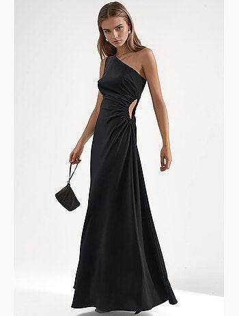 Robe longue asymétrique à col et fermeture éclair hiccup