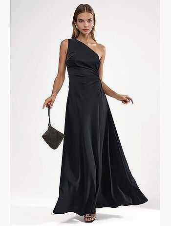 Robe longue asymétrique à col et fermeture éclair hiccup