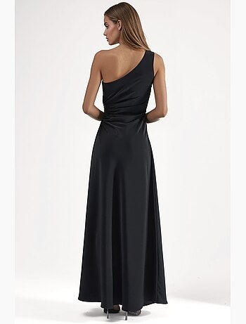 Robe longue asymétrique à col et fermeture éclair hiccup