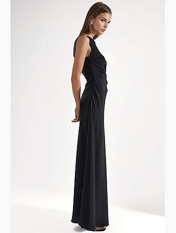 Robe longue asymétrique à col et fermeture éclair hiccup