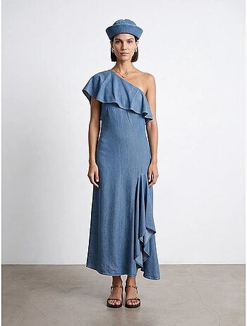 Robe longue asymétrique à une manche dilvin