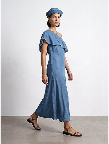 Robe longue asymétrique à une manche dilvin