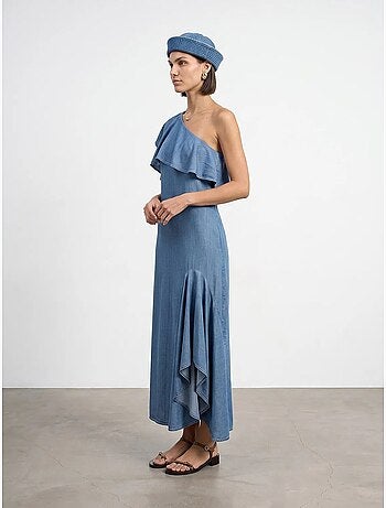 Robe longue asymétrique à une manche dilvin