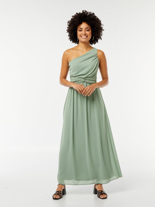 Robe longue asymétrique avec effet drapé à l'avant - Kiabi