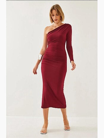 Robe longue asymétrique et froncée lucci