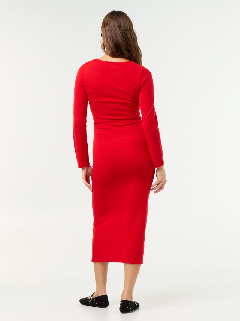 Robe longue avec bijou taille Rouge - Kiabi