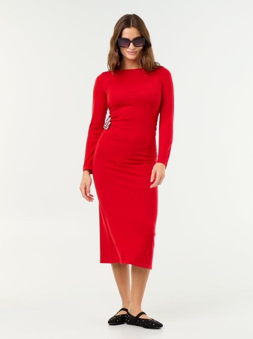 Robe longue avec bijou taille - Kiabi