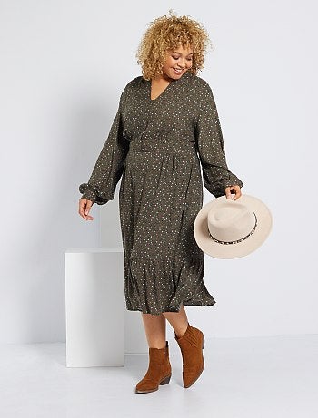 Robe Longue Grande Taille Femme Vert Kiabi