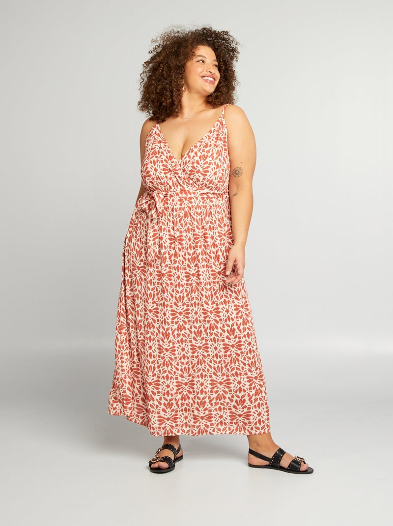 Robe longue avec bretelles croisées Rouge brique - Kiabi