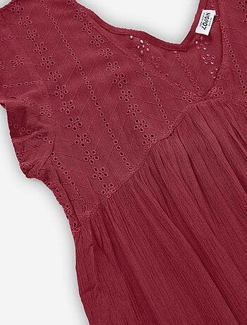Robe Longue avec Broderie Anglaise et encolure en V