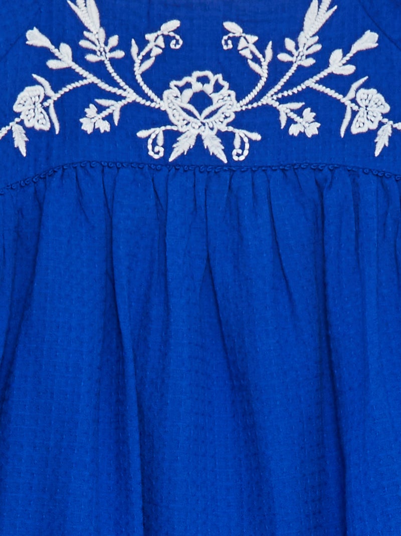 Robe longue avec broderies BLEU - Kiabi