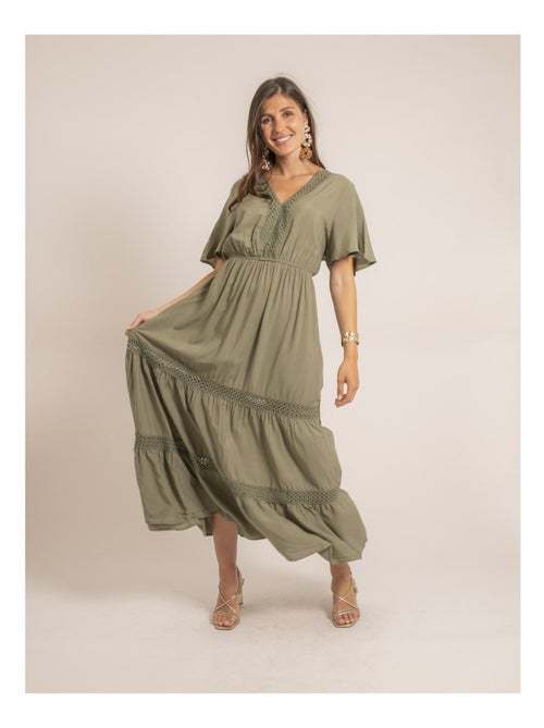 Robe longue avec broderies IREANE - Kiabi