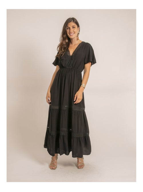 Robe longue avec broderies IREANE - Kiabi