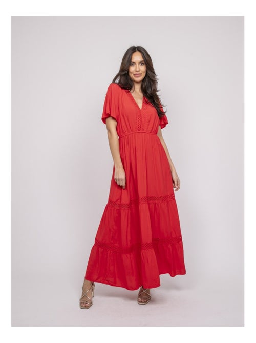 Robe longue avec broderies IREANE - Kiabi