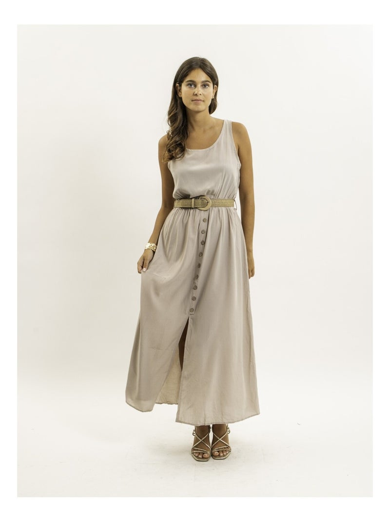 Robe longue avec ceinture ILANEL Beige - Kiabi