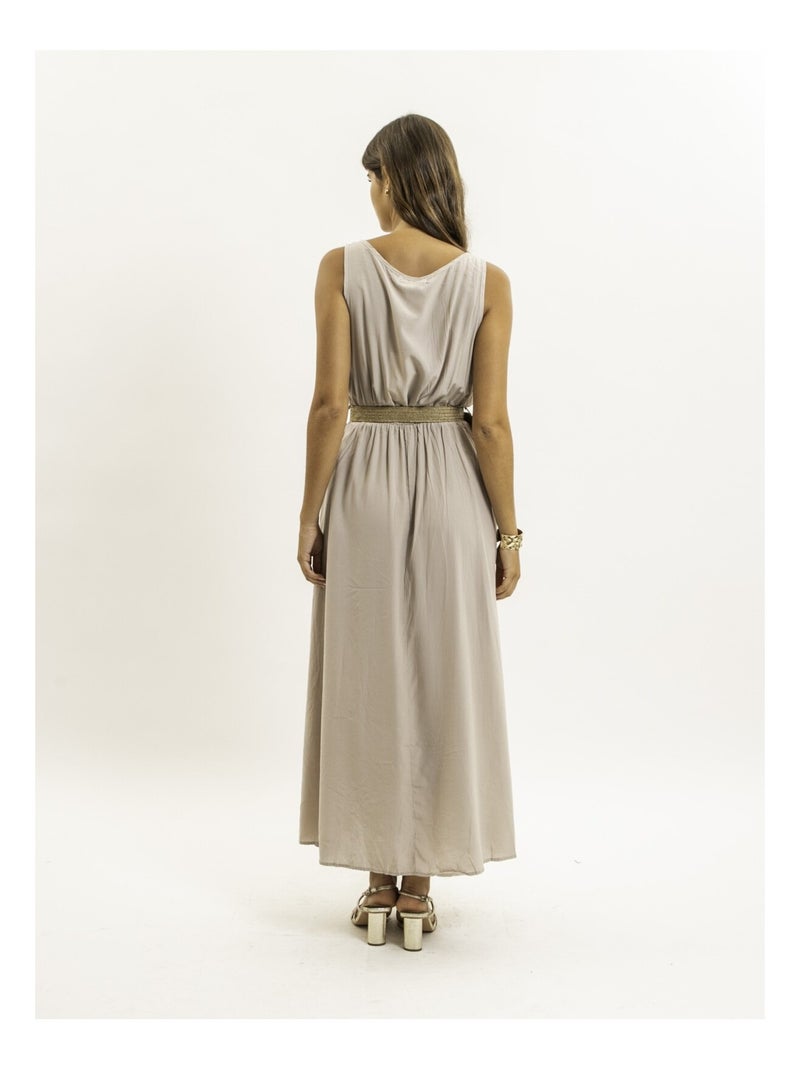 Robe longue avec ceinture ILANEL Beige - Kiabi