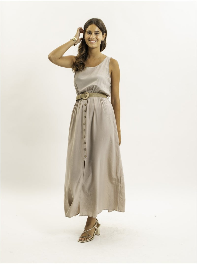 Robe longue avec ceinture ILANEL Beige - Kiabi