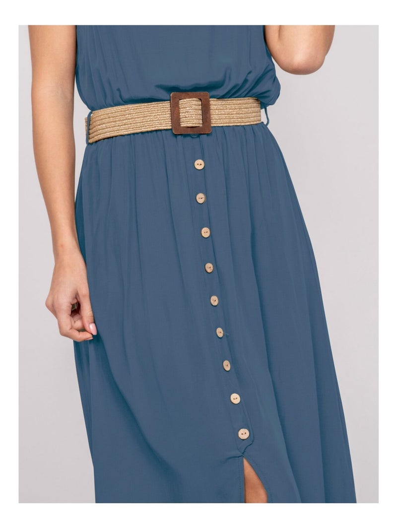 Robe longue avec ceinture ILANEL Bleu marine - Kiabi