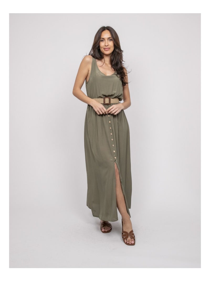 Robe longue avec ceinture ILANEL Kaki - Kiabi
